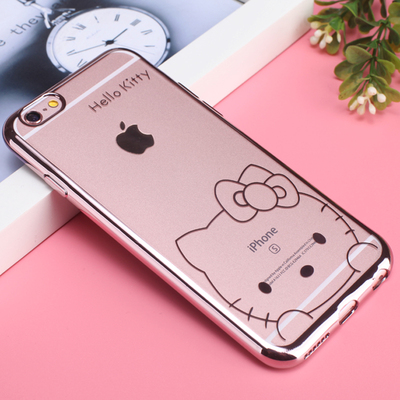 iphone6s手机壳苹果6plus保护套4.7透明卡通TPU软壳5.5电镀玫瑰金