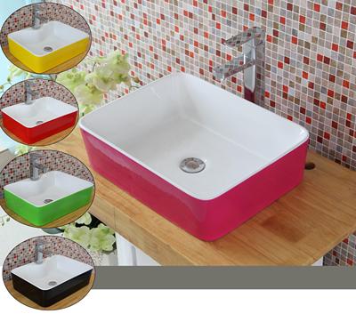 新款家用彩色台上盆卫生间洗脸盆 方形艺术盆大理石洗手盆