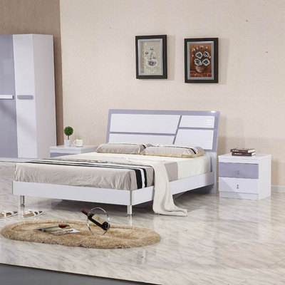 白色烤漆板式床 简约现代双人床1.8/1.5米卧室大床 高箱床储物床