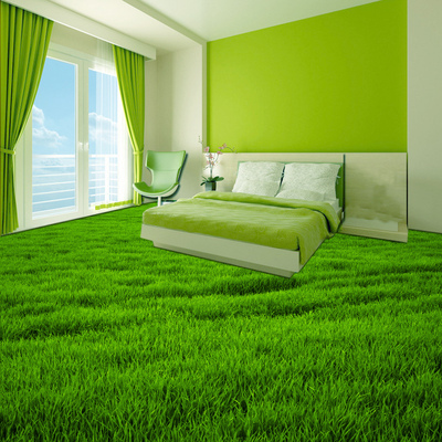 定制3D立体卧室客厅厨房防水地贴纸 耐磨地板卫生间防滑贴纸 草地