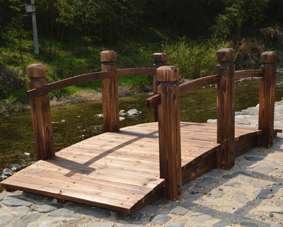 户外庭院炭化防腐木桥花园园艺花园摆设小桥流水拱桥木桥园艺用品
