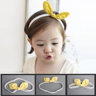 宝宝蝴蝶结发带 儿童兔耳朵发带婴儿头饰 韩国 公主0-12个月