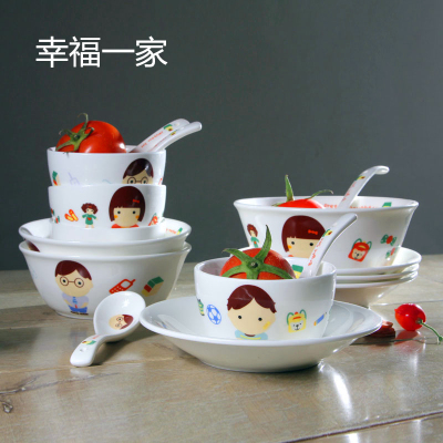 韩式陶瓷器家用餐具套装可爱卡通碗碟套装碗盘子碗勺礼品套装碗具