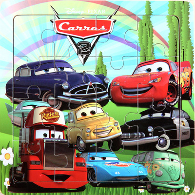 卡通车汽车总动员麦昆卡通16片40片木质拼图玩具益智早教儿童小孩