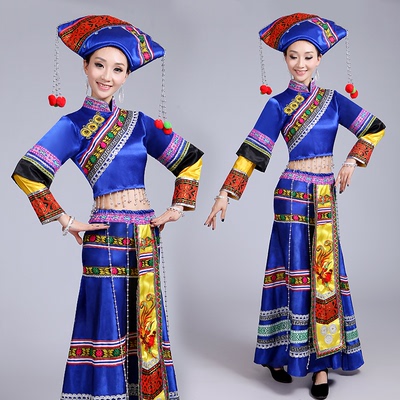 少数民族服装广西壮族演出服侗族舞蹈瑶族表演服短款苗族女装衣服