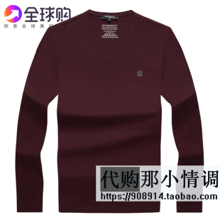 香港代购男装2016新款秋装男士V领长袖T恤纯棉宽松大码打底衫上衣