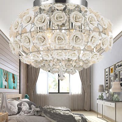 现代简约水晶客厅吸顶灯创意玫瑰卧室餐厅灯个性温馨房间吸顶灯具