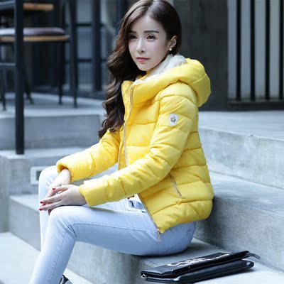 2016冬装新款韩版棉衣女短款加厚修身显瘦学生连帽大码棉服外套