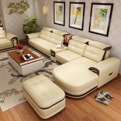 头层牛皮沙发简约现代组合客厅家具皮艺沙发大小户型北欧真皮沙发