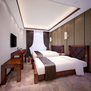 三四星级酒店客房实木贴皮单人床双人床 喷油漆标间1.8米床架箱