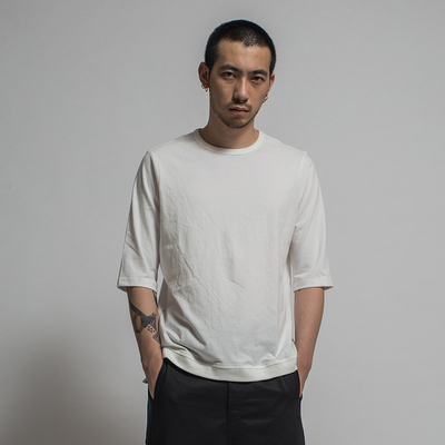 [无限不循环]原创设计男装品牌针织竹节棉合体五分袖T恤【它异】