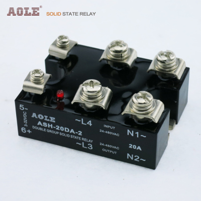 奥乐常开20A二相固态继电器SSR ASH-20DA-2 D4820直流控交流DC-AC