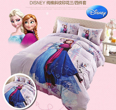 正品迪士尼Disney儿童卡通纯棉1.2m/1.5/1.8米床冰雪奇缘三四件套