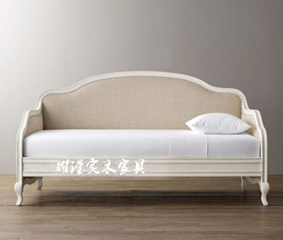 美式乡村沙发床 做旧复古休闲床 简约现在实木橡木沙发 客厅沙发