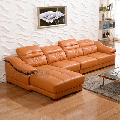 现代真皮沙发头层牛皮 客厅大小户型转角中厚皮艺沙发组合 S1512