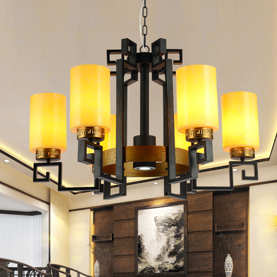 中式吊灯客厅灯仿古铁艺天然云石卧室灯酒店餐厅茶厅创意阳台灯具