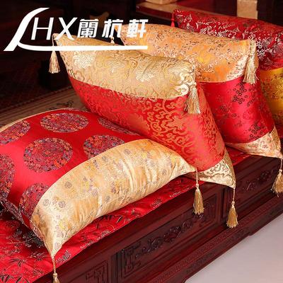 中式沙发靠垫 红木抱枕 中国风婚庆新古典靠背实木腰枕扶手枕含芯