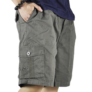 夏季男士薄款纯棉透气短裤 休闲直筒五分裤 宽松型加肥加大码中裤