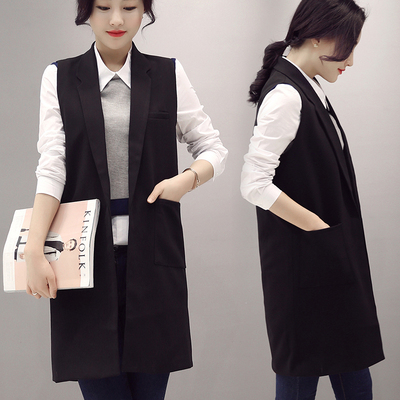 【2件打包卖】黑色马甲外套西装女+娃娃领拼接衬衫假两件时尚套装
