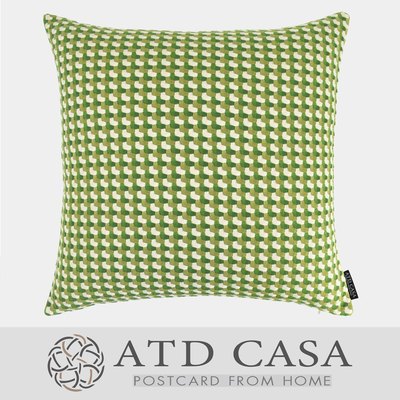 北欧现代简约/样板房沙发床头靠包抱枕/绿色几何图案立体编织方枕