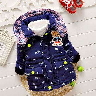 宝宝棉服男童冬装加厚加绒中长款棉袄0-1-2-3岁婴儿保暖棉衣外套