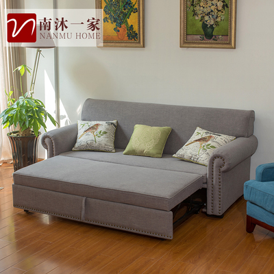 美式乡村风格沙发现代简约折叠式粗绒 沙发床 单人三人沙发组合