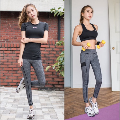 韩国新款瑜伽服套装健身房运动服三件套显瘦速干跑步衣防震文胸女