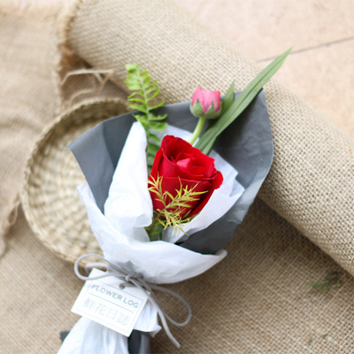 情人节迷你小清新花束红色单只一只玫瑰礼物求婚花束成都高新区