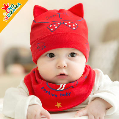 春秋四个月宝宝帽子新生儿帽子六个月婴儿帽3个月宝宝帽子女童帽