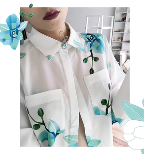 moyasusu 2016 独家设计 印花长袖衬衫