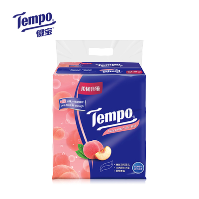 Tempo/得宝抽纸 纸巾面巾纸餐巾纸甜心桃味3包90抽软抽