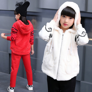 女童秋装套装2016新款韩版休闲中大童服装儿童毛毛衣款潮童两件套
