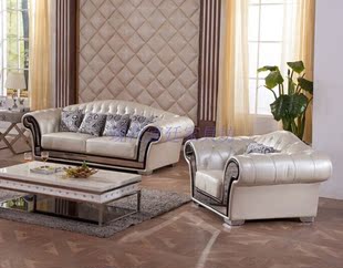 大客厅组合真皮沙发头层牛皮珍珠白色123位新古典后现代风格简约