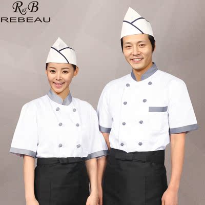 厨师服短袖春夏酒店厨房男女西餐厅日韩料理厨师工作服韩版