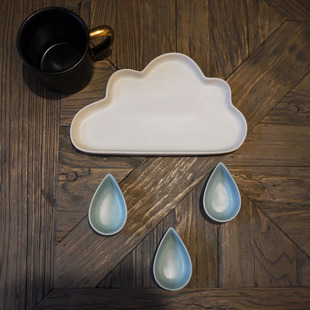 W1962出口韩国哑光云朵餐盘/造型盘/可爱餐具/天边一朵云还下雨了