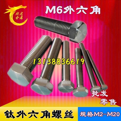 M6钛合金螺丝 钛外六角螺丝 钛螺丝螺栓螺杆6*10mm螺母垫片弹垫