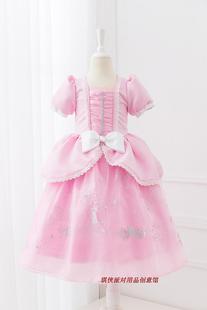 迪士尼公主裙美人鱼爱丽儿童公主裙蓬蓬裙粉色女童纯棉连衣裙子