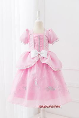 迪士尼公主裙美人鱼爱丽儿童公主裙蓬蓬裙粉色女童纯棉连衣裙子