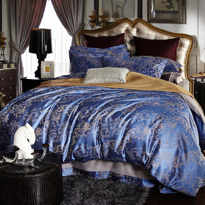 欧式贡缎提花四件套丝棉丝绸婚庆床上用品床单被套1.5m1.8m2m床