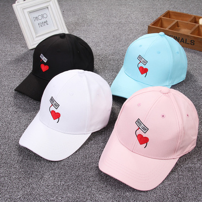 韩国ulzzang创意爱心弯檐潮男女嘻哈棒球帽子鸭舌帽运动遮阳帽子