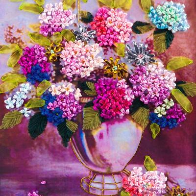 卡菲兰丝带绣挂画客厅欧式植物花卉3D印花立体十字绣套件馨香四溢