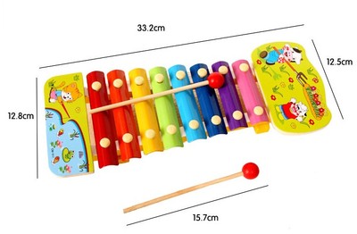 儿童早教音乐教具 八8音琴手敲琴 动物系列 益智木制玩具木琴音乐