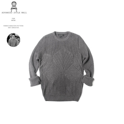 16秋季新款Ribbed Sweater pattern男士英伦中性毛线棱纹圆领毛衣