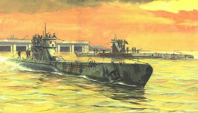 正品小号手模型1:144电动带自动浮沉潜艇模型二战德国U型潜艇
