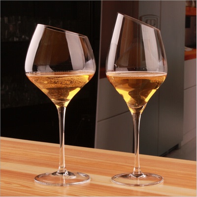 水晶红酒杯 香槟杯创意斜口无铅水晶香槟酒杯葡萄酒杯两只包邮