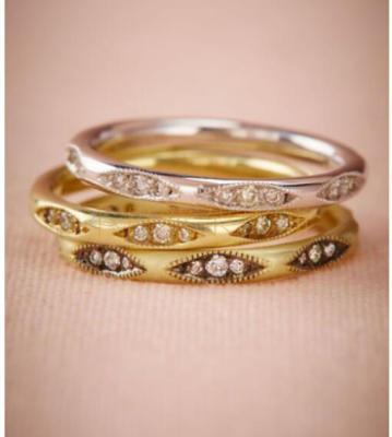 美国代购ILA Flannery镶钻18K黄金白金纯手工制订婚求婚戒指指环