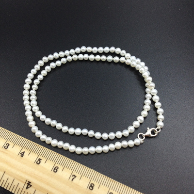 天然淡水迷你3-4mm小珍珠项链手链diy圆形强光无暇纯银镶嵌送女友