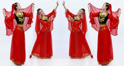 现代少数民族新疆维吾尔族印度肚皮舞舞蹈演出服女装舞台表演服装