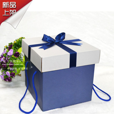 精致简约商务礼品包装盒正方形礼盒情人节手提礼盒加厚围巾礼品盒