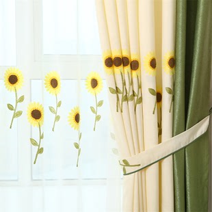 韩式高档绣花窗帘 客厅儿童房飘窗成品定制 小清新飘窗垫包邮特卖